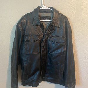 Perry Ellis Portfolio Black Leather Jacket